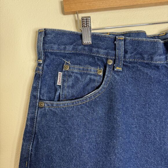 Carhartt Jeans Mens 38x36 Blue Loose Fit Denim Pants Made USA Workwear B167 DST - Picture 4 of 8